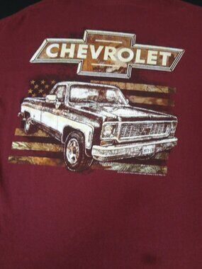 CHEVROLET CHEVY TRUCKS OLD BOX CHEVY DARK RED LARGE T-SHIRT L587